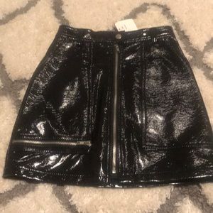 NWT Patent faux leather zip front mini skirt